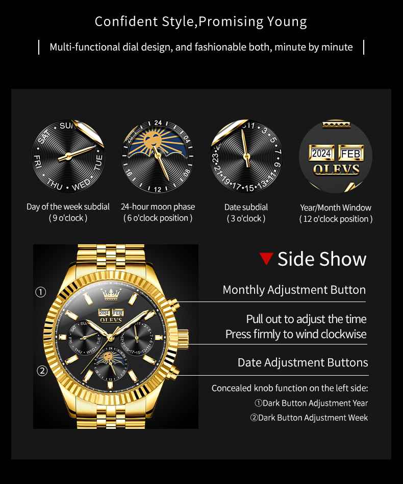 Olevs 6688 Premium Automatic Multi-Function Mechanical Watch