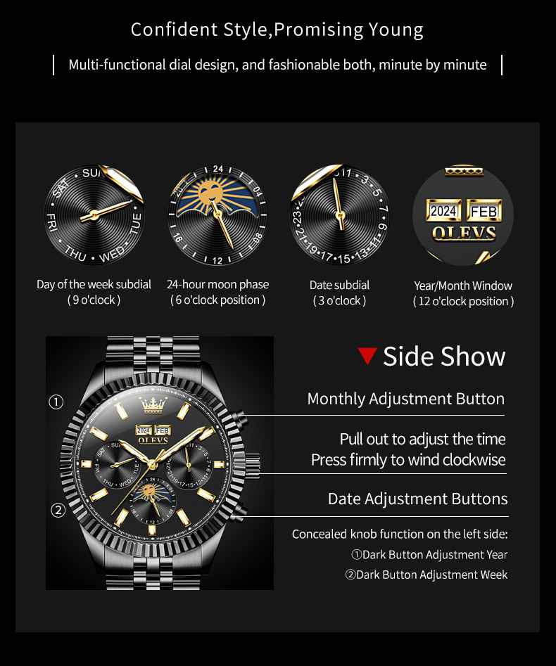 Olevs 6688 Premium Automatic Multi-Function Mechanical Watch