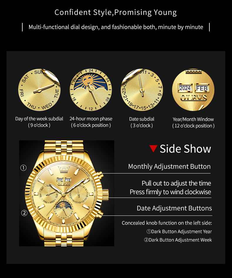 Olevs 6688 Premium Automatic Multi-Function Mechanical Watch