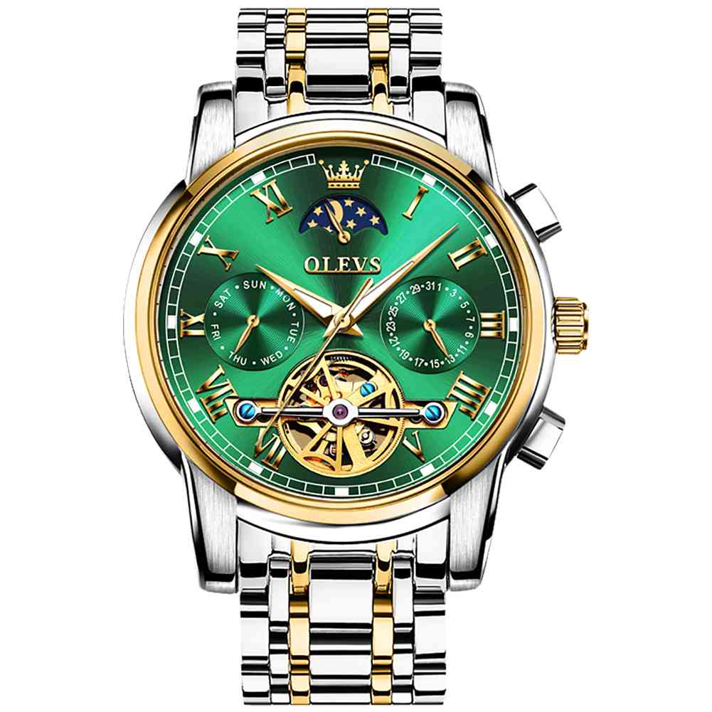 #color_Two Tone Strap - Green Dial Gold Trim