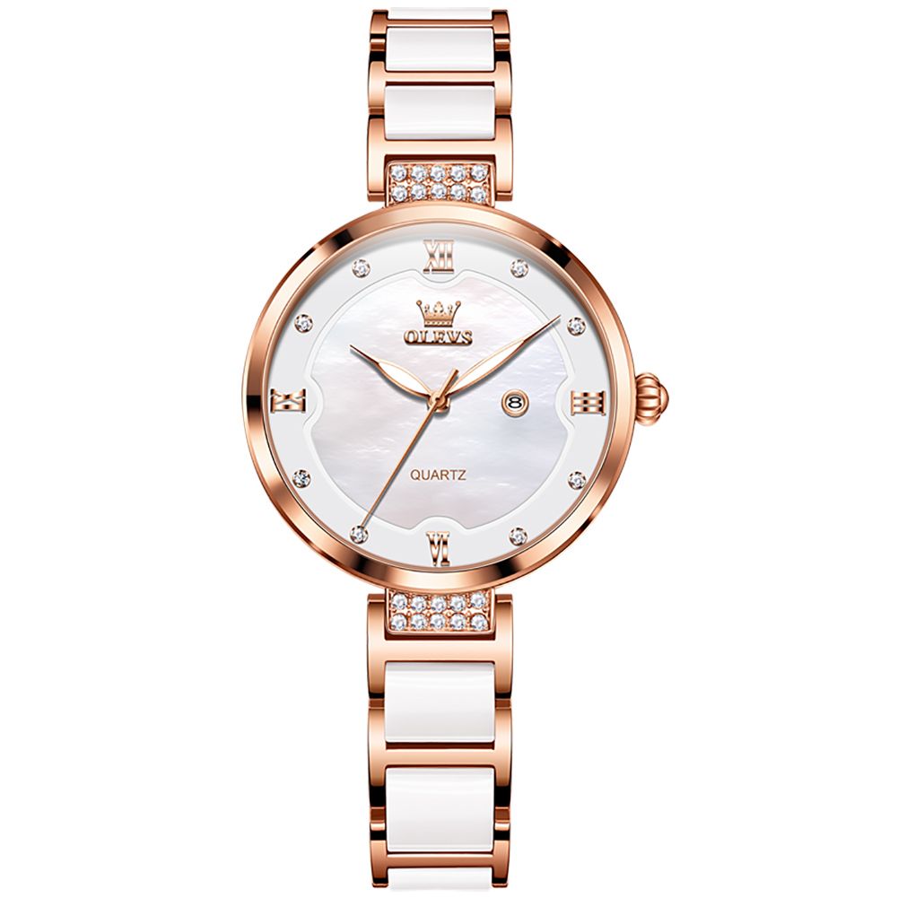 #Color_Two Tone Strap-White Dial Rose Gold Trim