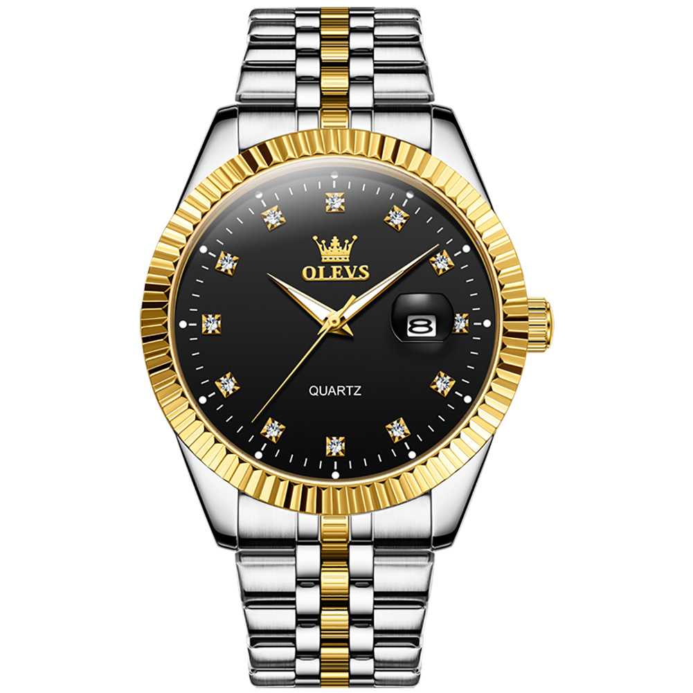 #Color_Two Tone Strap-Black Dial Gold Trim