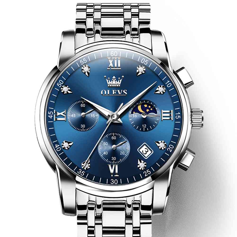 #Color_Silver Strap-Blue Dial Silver Trim