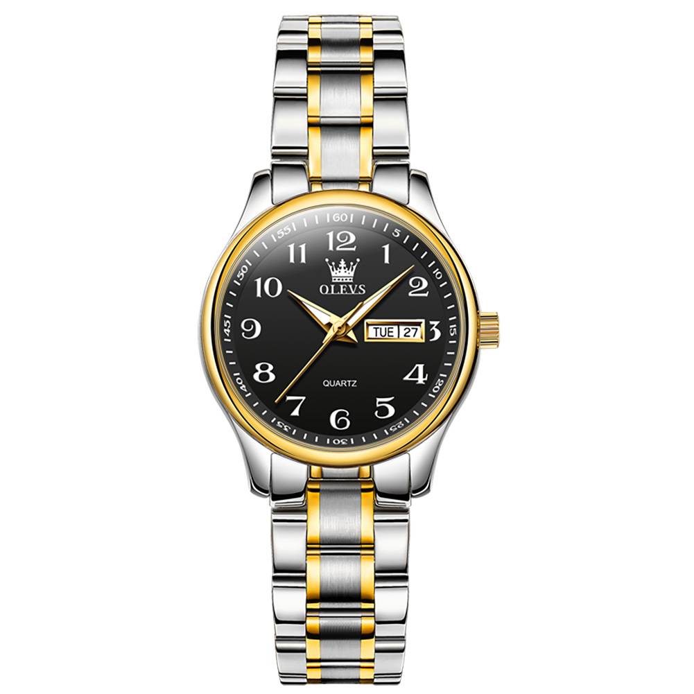 #Color_Two Tone Strap-Black Dial Gold Trim