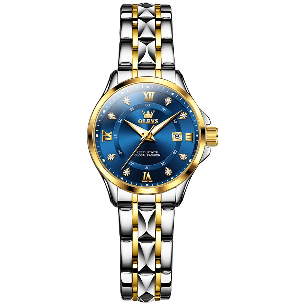 #Color_Two Tone Strap-Blue Dial Gold Trim