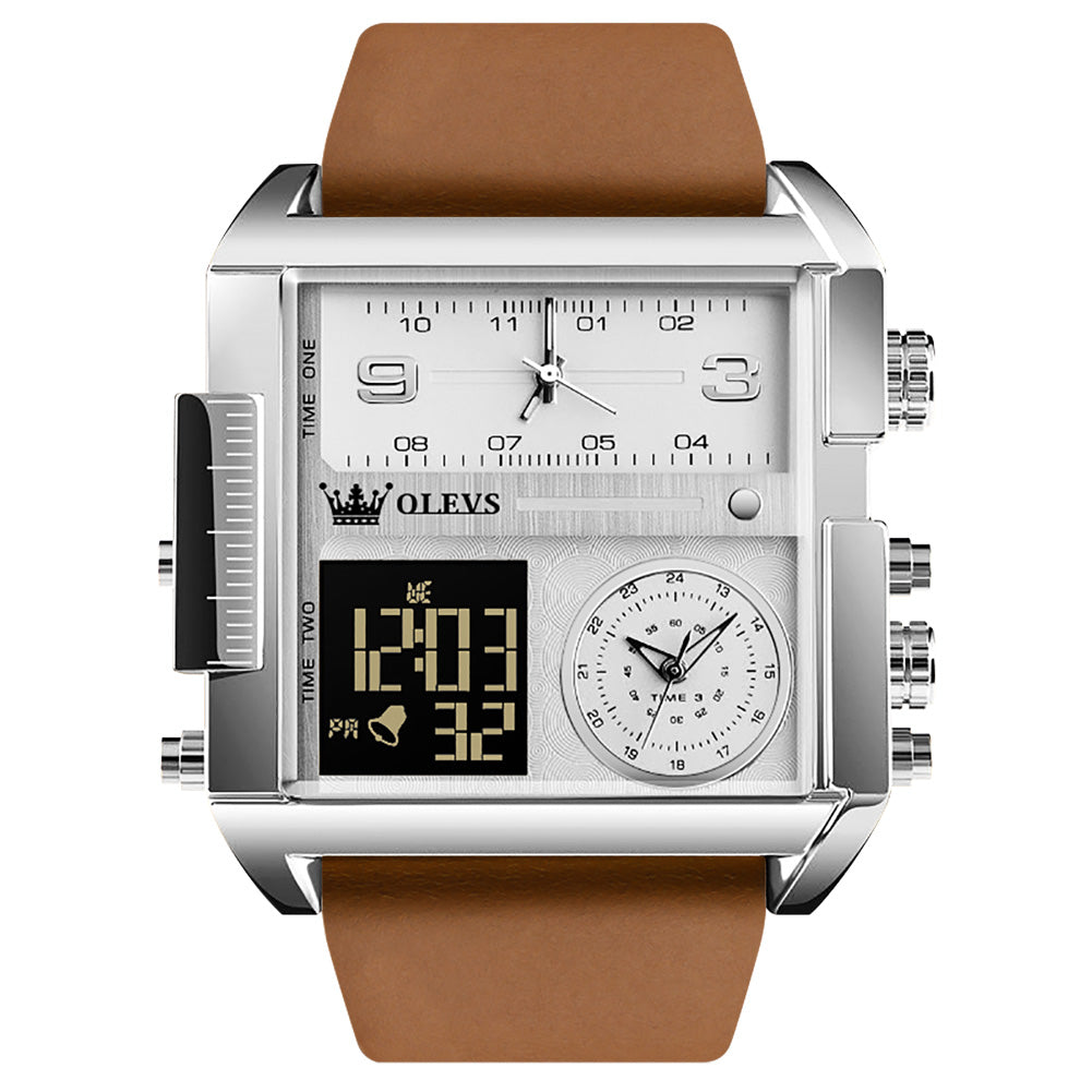 #Color_Brown Strap-White Dial Silver Trim