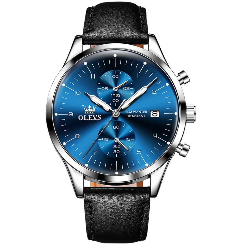 #Color_Black Strap-Blue Dial Silver Trim