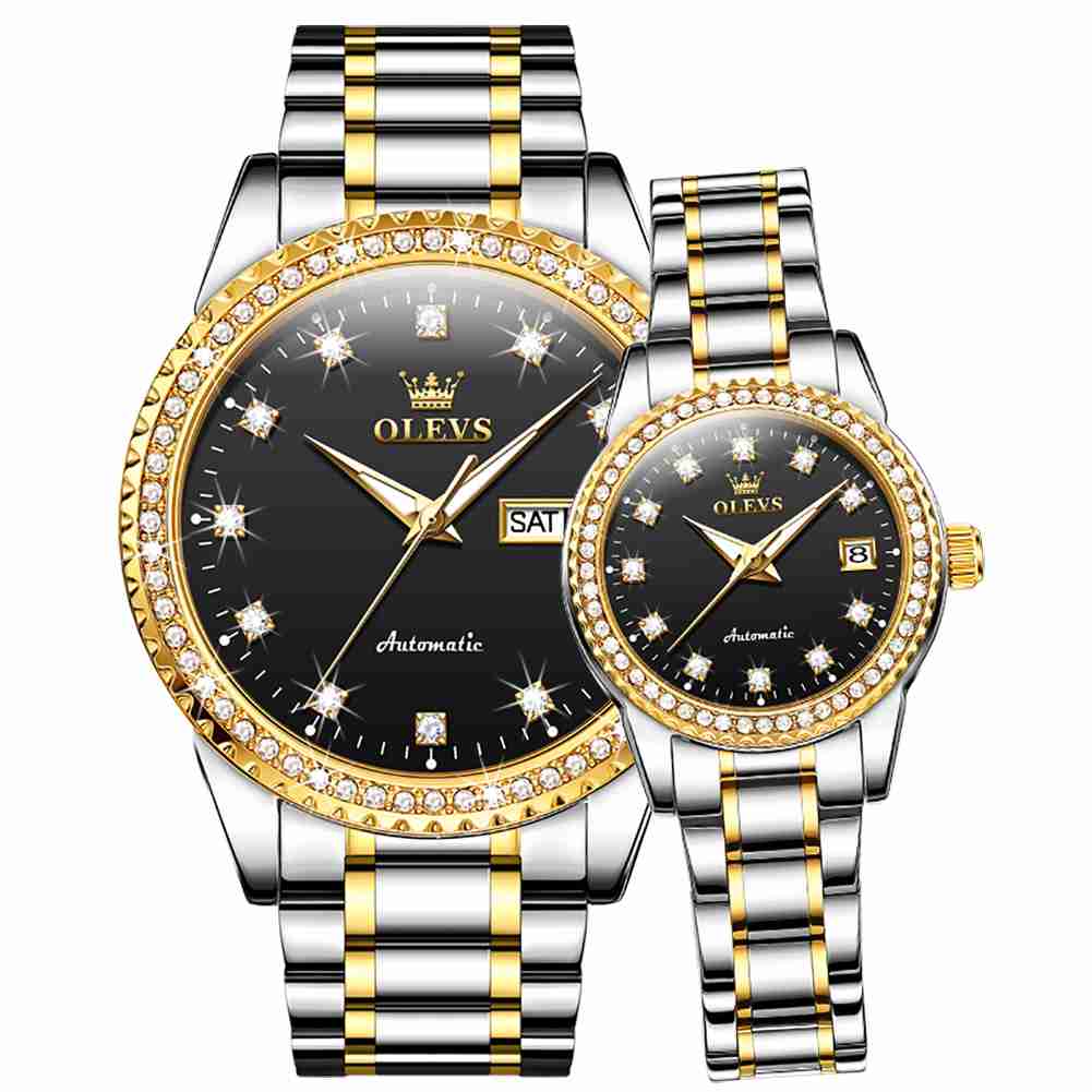 #color_Two Tone Strap-Black Dial Gold Trim