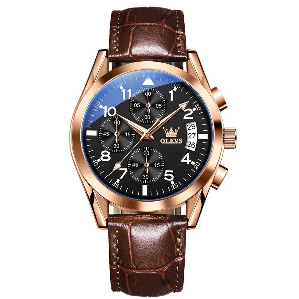 #Color_Brown Strap-Black Dial Rose Gold Trim