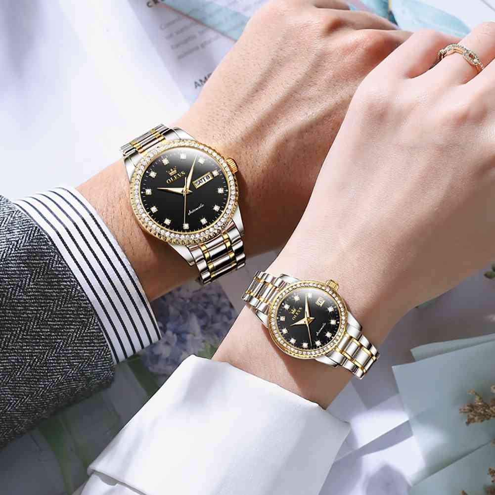 OLEVS 7003 Couple Watch His And Her Set Watches Business Analog Mechanical Watch Men And Women Watches Stainless