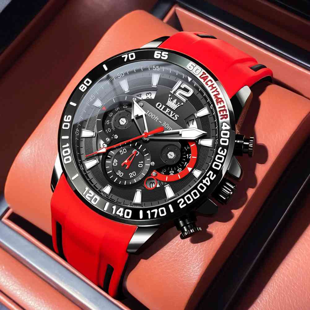 OLEVS 9936 Men's Chronograph Watch: Waterproof, Luminous, With Silicone Strap