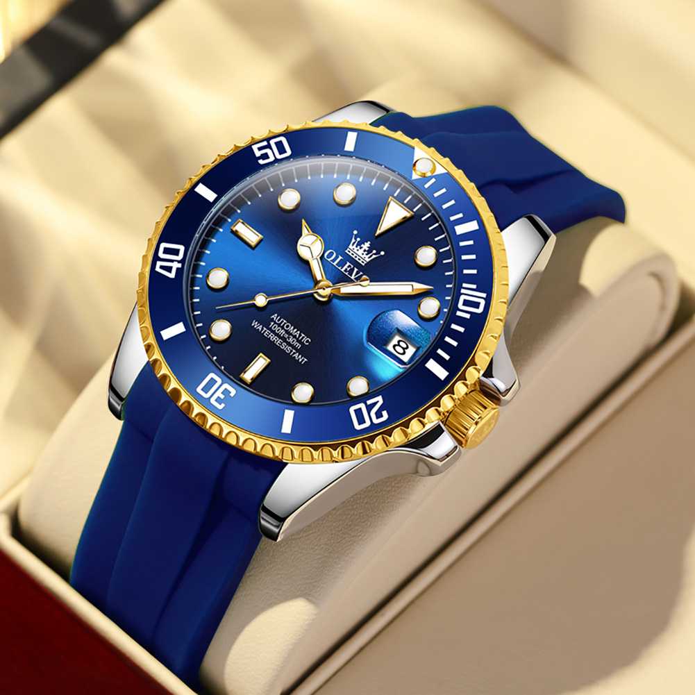 OLEVS 6650 Men's Automatic Chord Mechanical Watch Men's Calendar Silicone Watch Band