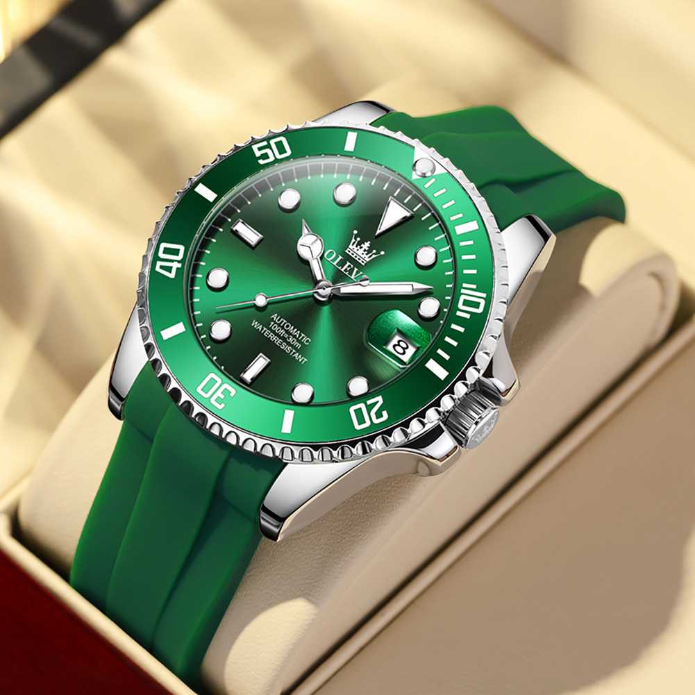 OLEVS 6650 Men's Automatic Chord Mechanical Watch Men's Calendar Silicone Watch Band