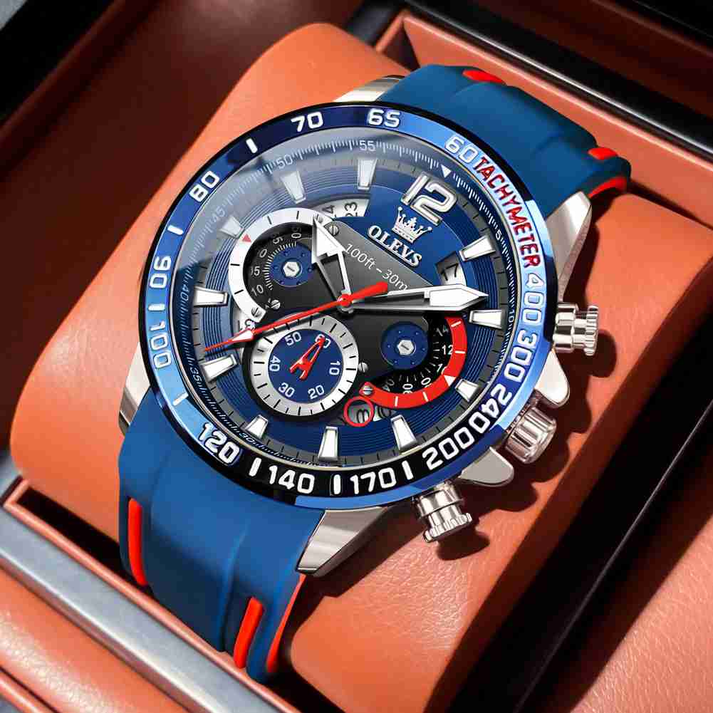 OLEVS 9936 Men's Chronograph Watch: Waterproof, Luminous, With Silicone Strap