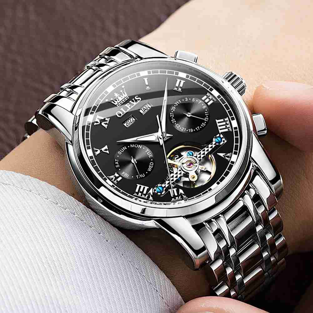 OLEVS 6607 montre automatique pour hommes à remontage automatique mécanique de luxe calendrier étanche montres lumineuses