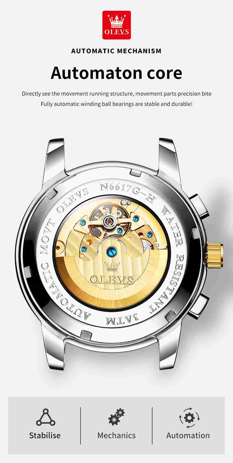 OLEVS 6617 Herren-Automatikuhr, Skelett-Tourbillon, mechanisch, mit Selbstaufzug, luxuriöse Armbanduhr, wasserdicht, leuchtende Uhr, Geschenk