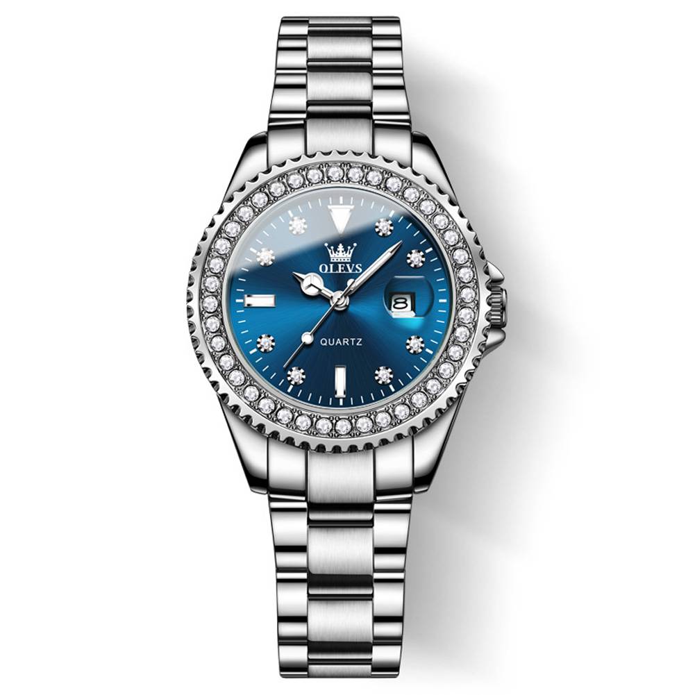 #Color_Silver Strap - Blue Dial Silver Trim