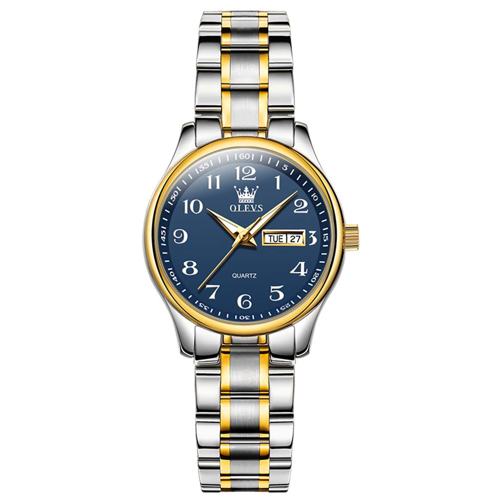 #Color_Two Tone Strap-Blue Dial Gold Trim