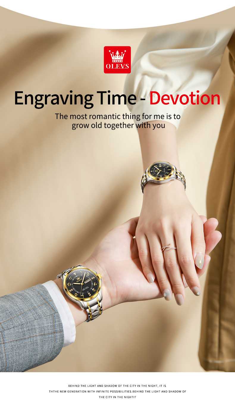 OLEVS 2910 Couple's Steel Band Quartz Watch - Perfect Match for Romantic Moments