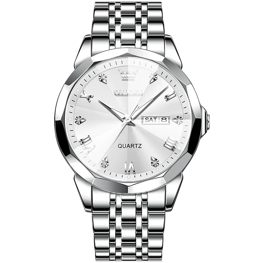 #Color_Silver Strap - White Dial Silver Trim