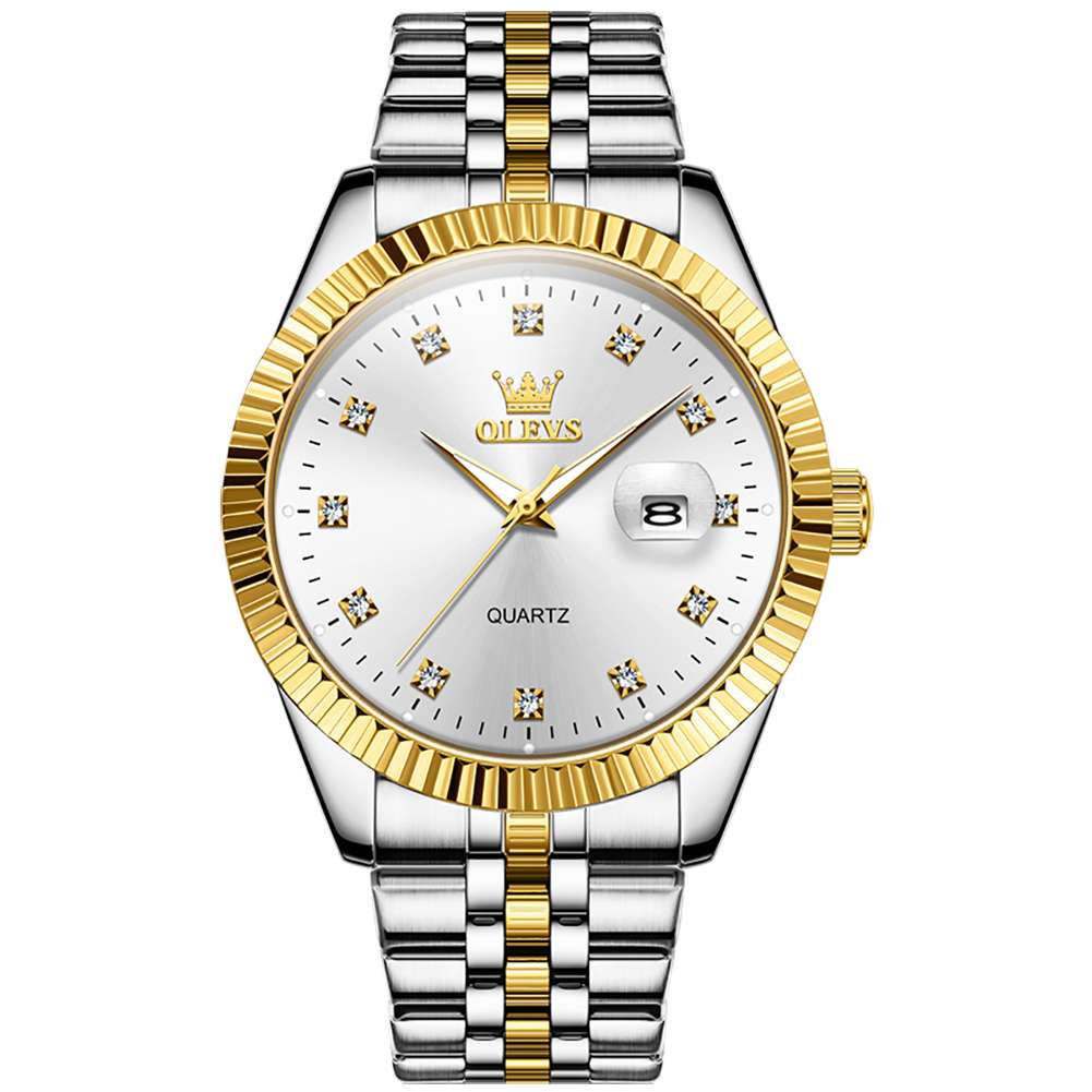 #Color_Two Tone Strap-White Dial Gold Trim