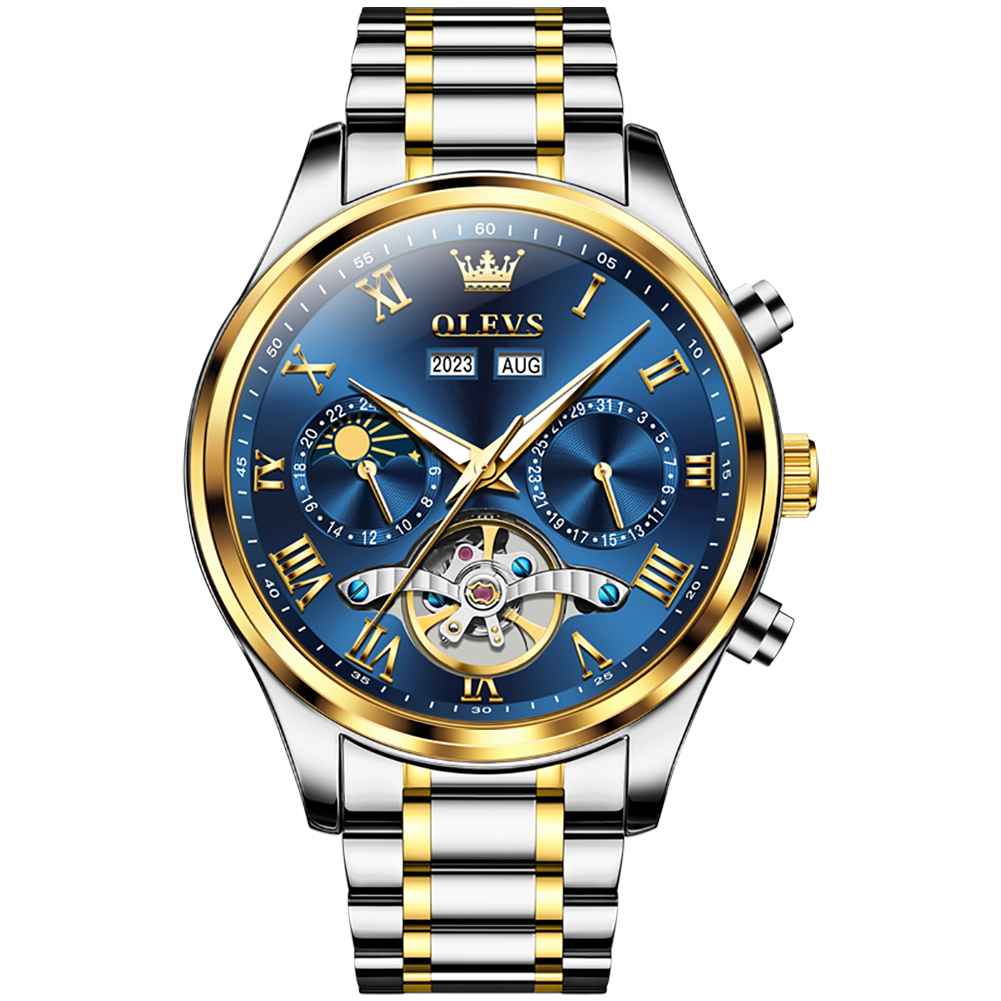 #color_Two Tone Strap-Blue Dial Gold Trim