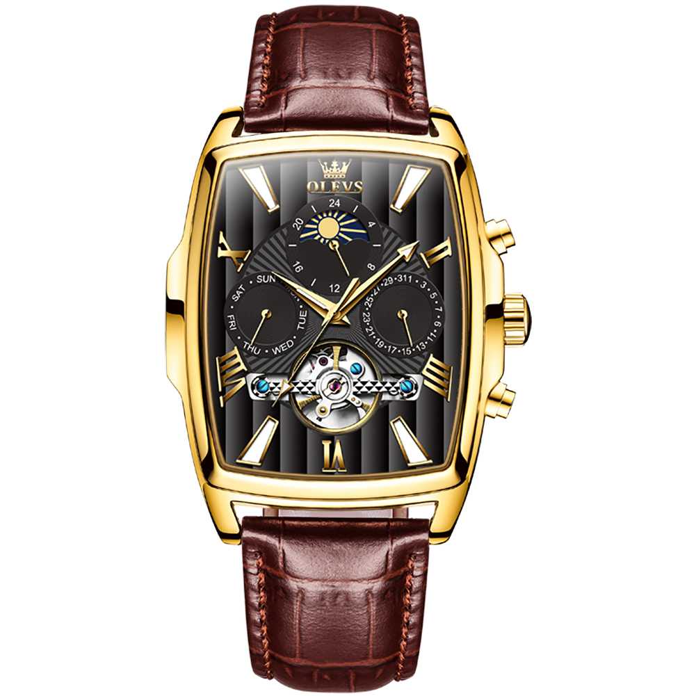 #color_Brown Strap - Black Dial Gold Trim