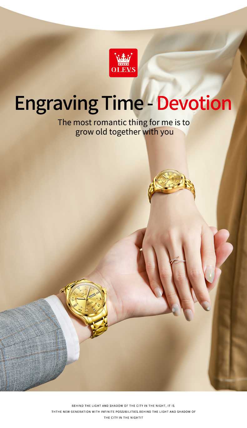 OLEVS 2910 Couple's Steel Band Quartz Watch - Perfect Match for Romantic Moments