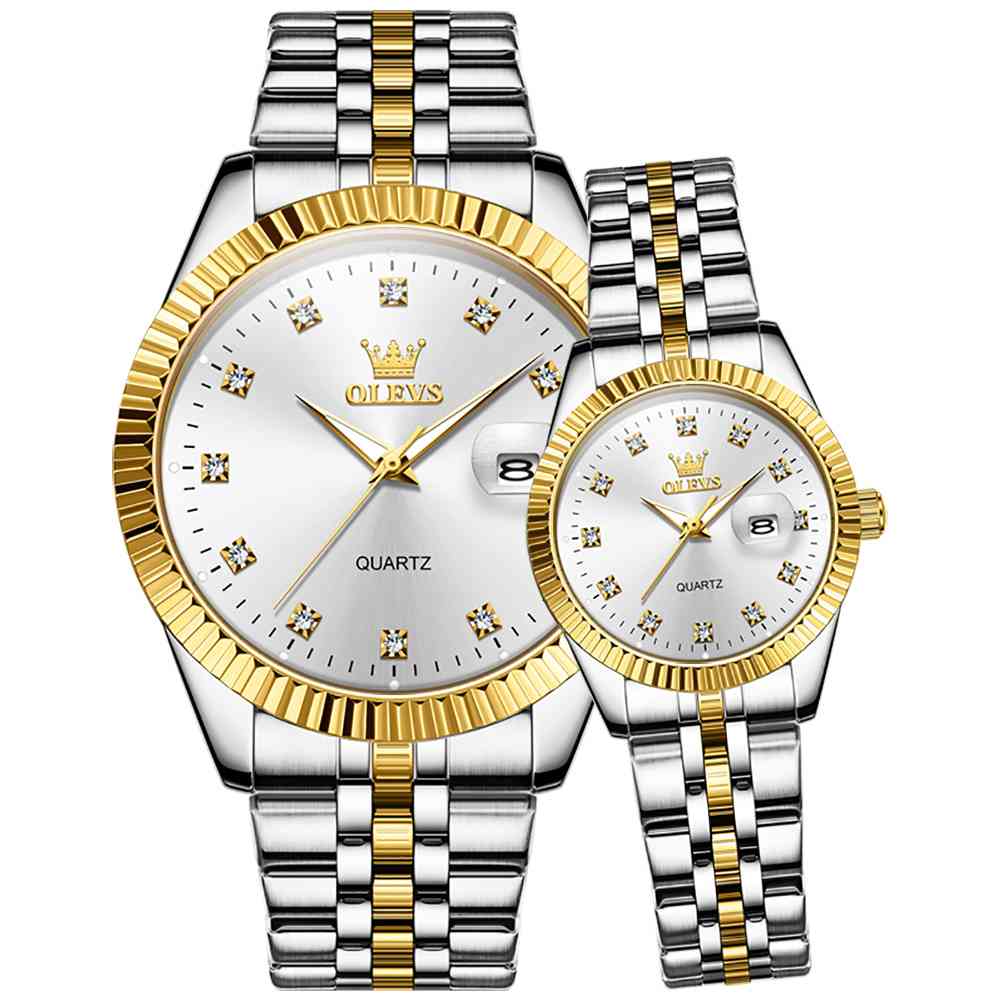 #Color_Two Tone Strap-White Dial Gold Trim