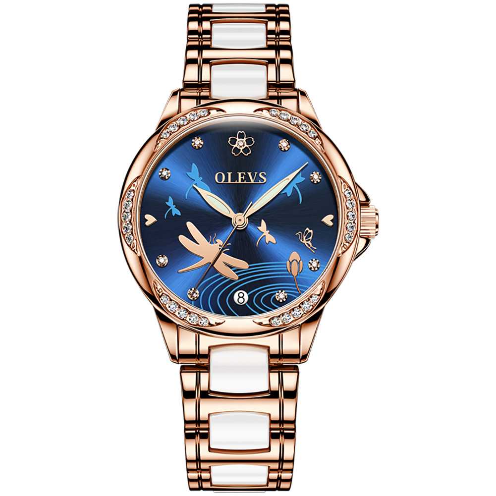 OLEVS 6610 Ceramic Rhinestone Mechanical Watch