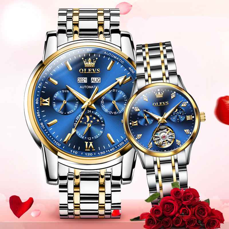 Olevs 6608+6633 Luxury design of mechanical watches for couples