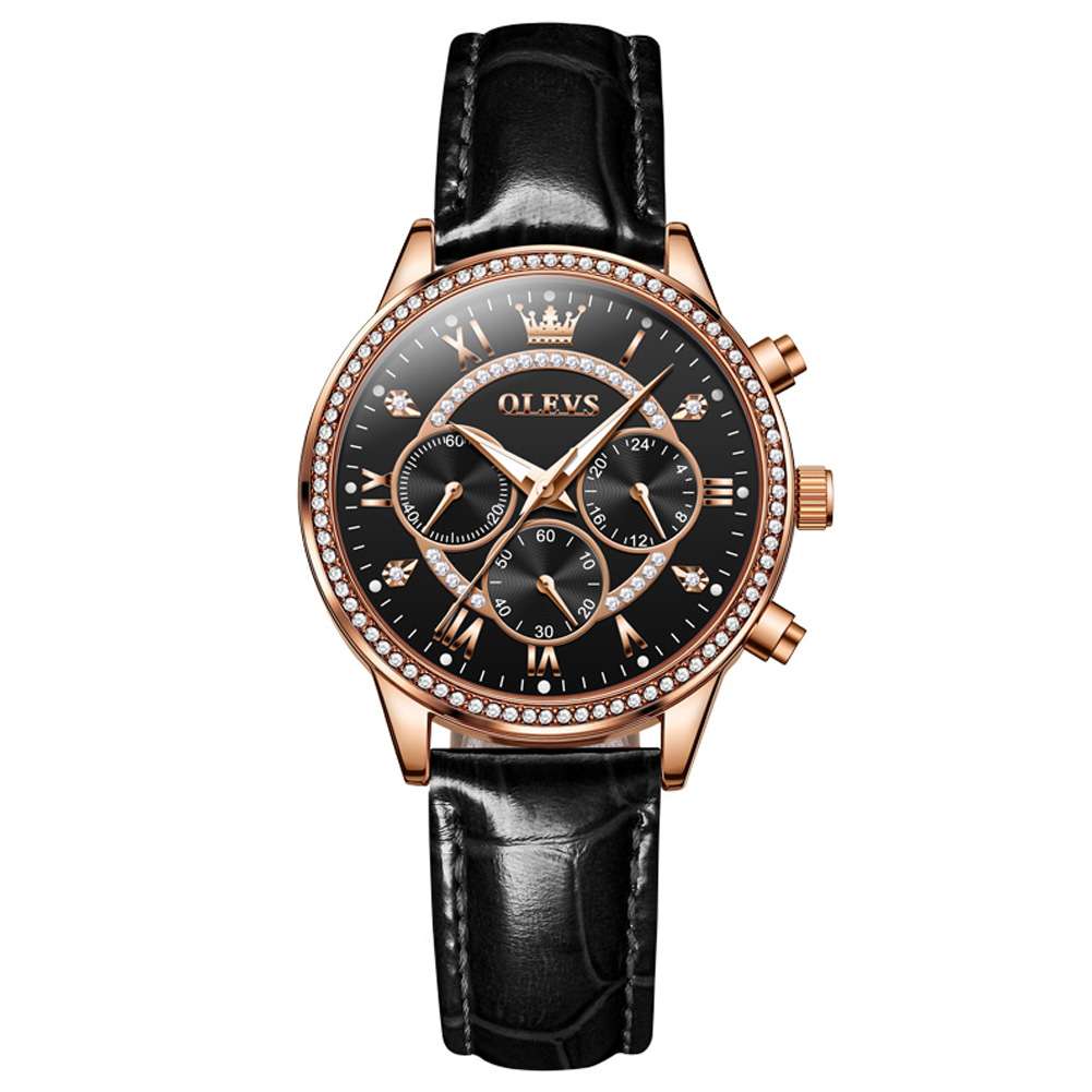 #Color_Black Strap-Black Dial Rose Gold Trim