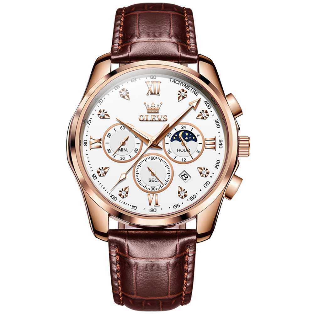 #Color_Brown Strap - White Dial Rose Trim