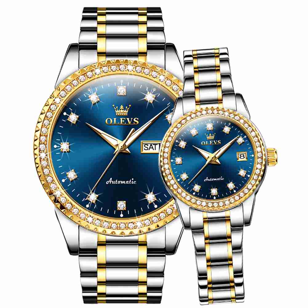 #color_Two Tone Strap-Blue Dial Gold Trim