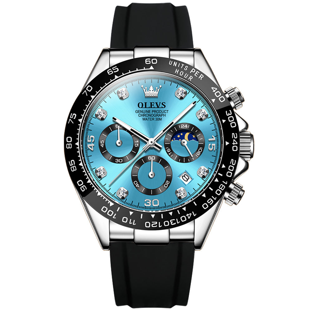 #Color_Black Strap - Blue Dial Silver Trim