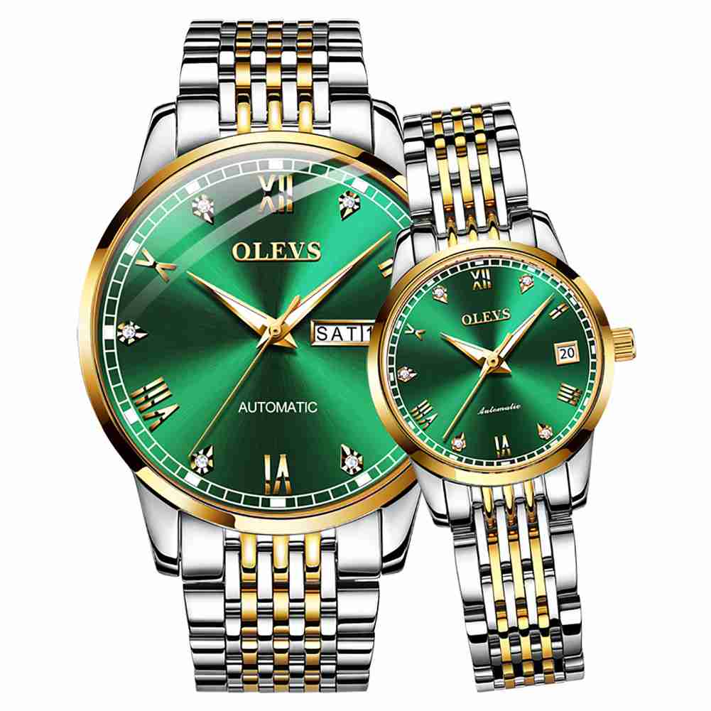 #color_Two Tone Strap-Green Dial Gold Trim