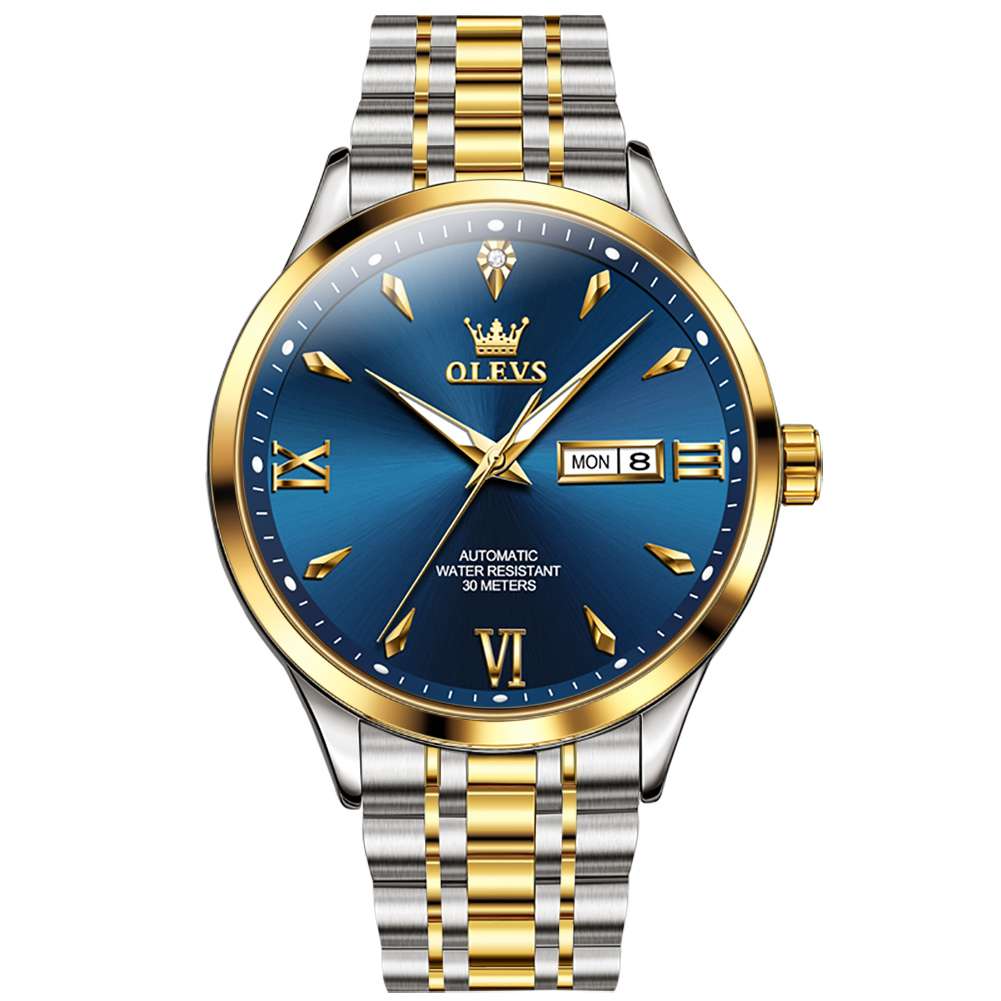 #color_Two Tone Strap-Blue Dial Gold Trim