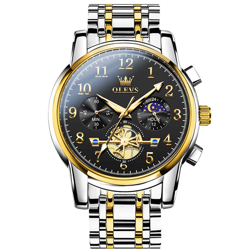 #Color_Two Tone Strap-Black Dial Gold Trim