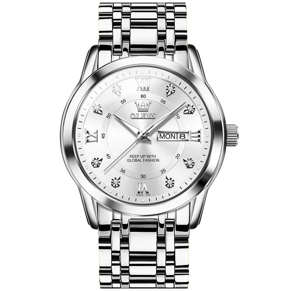 #Color_Silver Strap - White Dial Silver Trim