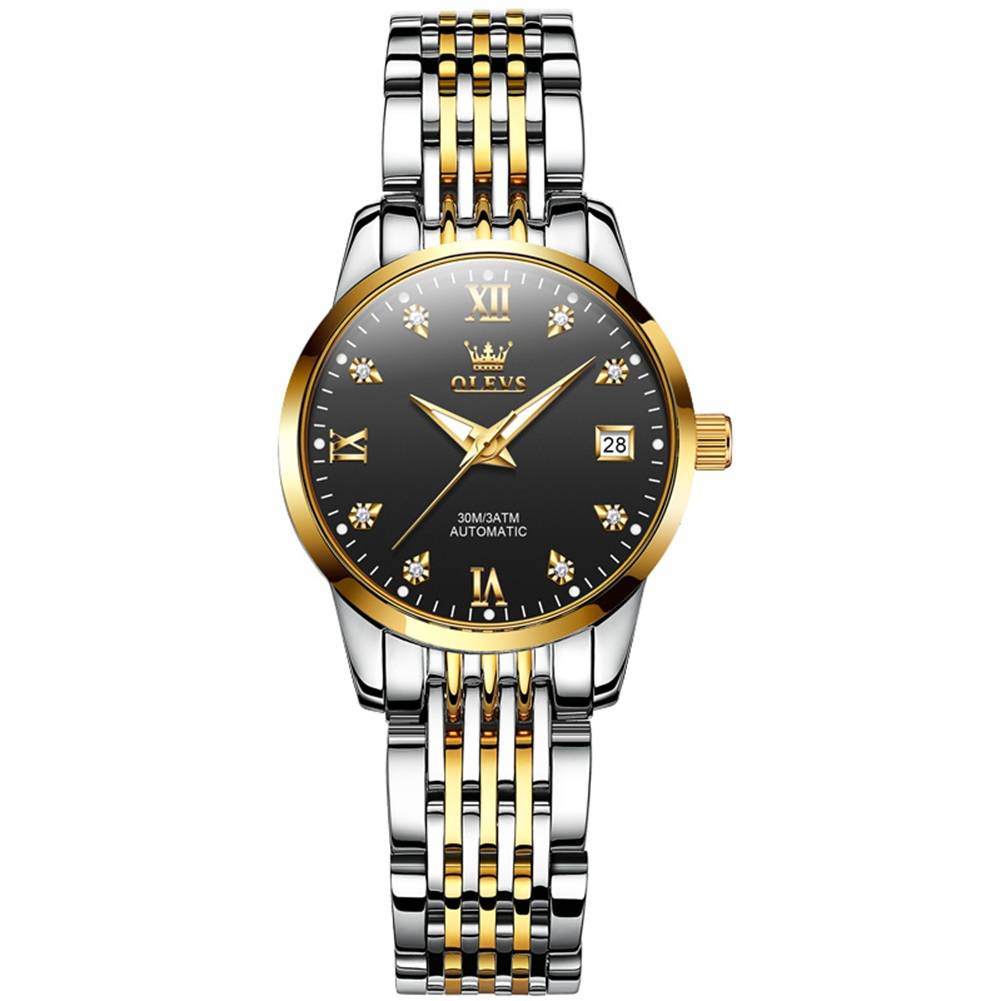 #color_Two Tone Strap-Black Dial Gold Trim