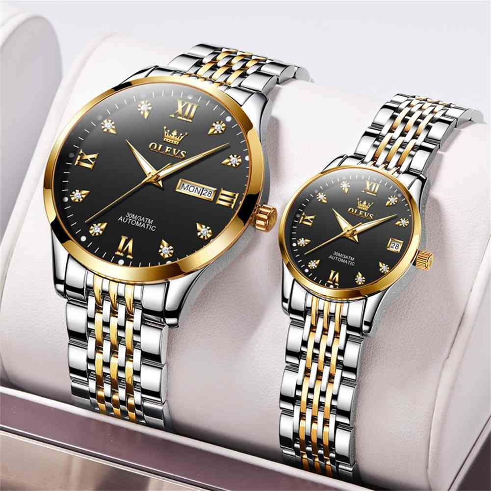 #color_Two Tone Strap-Black Dial Gold Trim