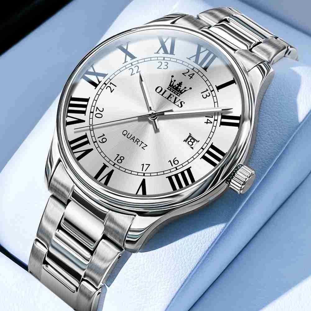 OLEVS 2911 Classic Roman Numeral Men's Steel Quartz Watch - Timeless Design, Perfect Gift for Men