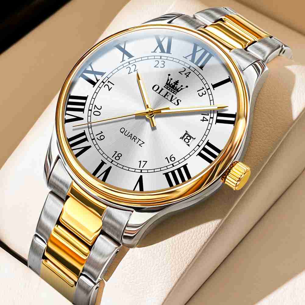 OLEVS 2911 Classic Roman Numeral Men's Steel Quartz Watch - Timeless Design, Perfect Gift for Men