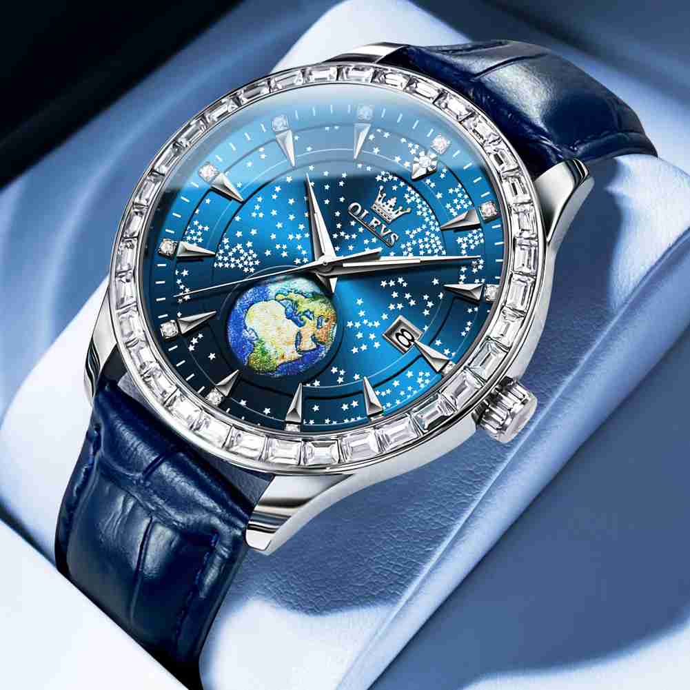 #Color_Blue Strap-Blue Dial Silver Trim