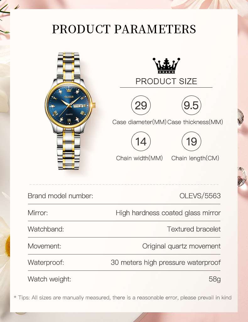 OLEVS 5563 Watch For Women Diamond Fashion Elegant Dress Ladies Watch Two Tone Wrist Watches Waterproof Luminous