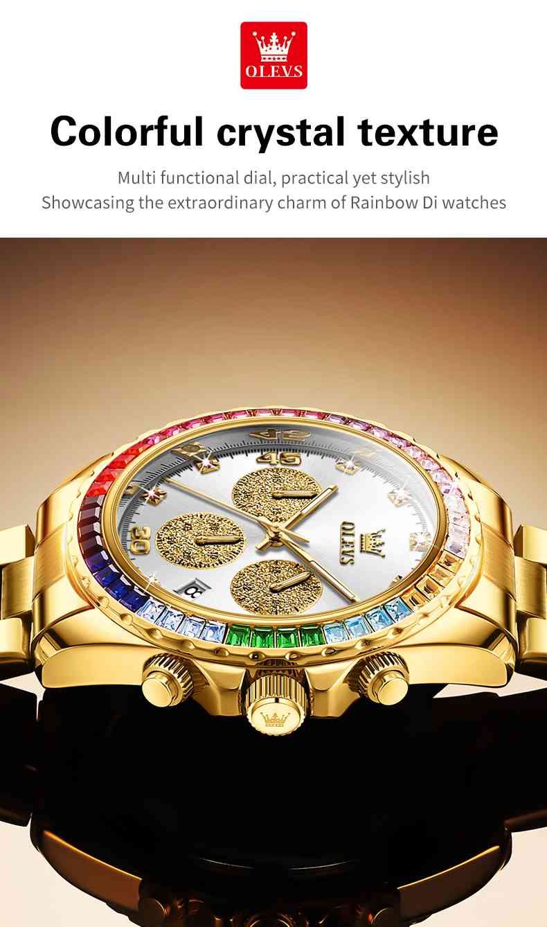 OLEVS 2939 Man's Rainbow Diamond Quartz Watch