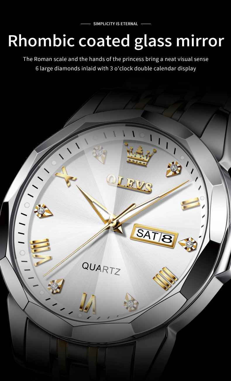 OLEVS 9931 Watches For Men Diamond Dress Luxury Casual Fashion Wrist Watch Waterproof Luminou