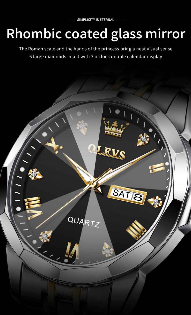 OLEVS 9931 Watches For Men Diamond Dress Luxury Casual Fashion Wrist Watch Waterproof Luminou