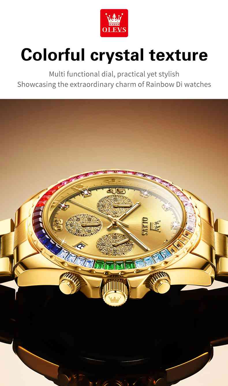 OLEVS 2939 Man's Rainbow Diamond Quartz Watch