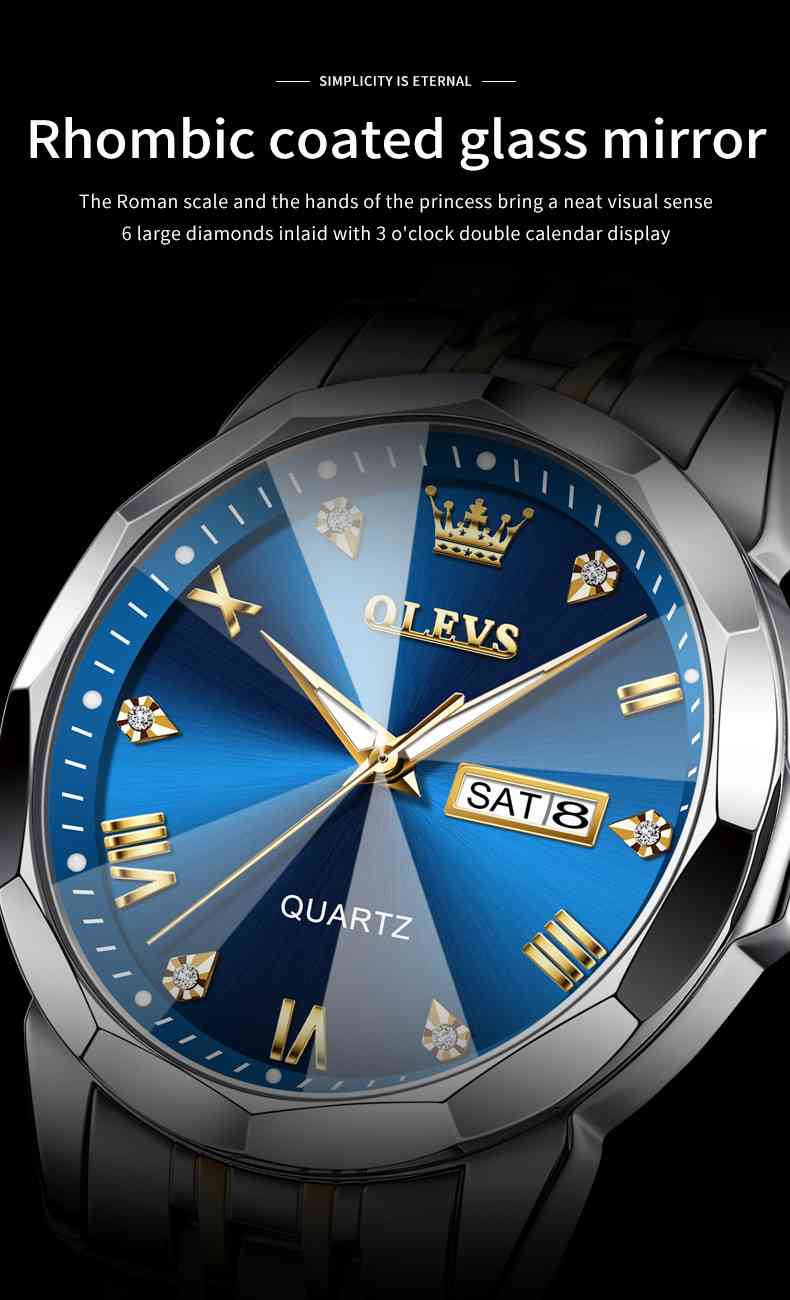 OLEVS 9931 Watches For Men Diamond Dress Luxury Casual Fashion Wrist Watch Waterproof Luminou